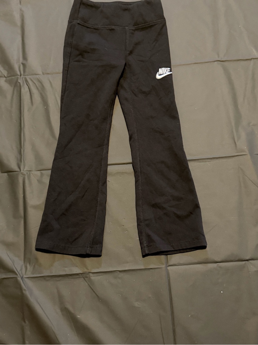 Nike Kids Black Flared Leggings with White Logo